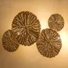 Wall Lamp Luxurious Golden Plated Stainless Steel Lotus Leaves Shape LED E14 Background Atmospheric Combination Decorative