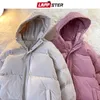 Masculino embaixo de parkas lappster homens sólidos colorido algodão jaqueta de inverno harajuku korean bubble casaco masculino machado vintage com capuz 221207