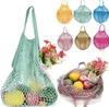 Портуальная торговая сумка для покупок 14 цветов крупно-размер Shopper Tote Mesh Net Woven Cotten Bags Портативные покупки-пакеты домашнее хранение SN446