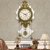 Wall Clocks Creative Decorative Clock Living Room Solid Wood Retro Brass Mute Fashionable Mounted Quartz Decorations