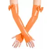 Party Supplies Plus Size Sexy Fingerless Gloves PVC Wetlook Club Dancing Bowknot Long Hand Mittens Vintage Women Arm Length