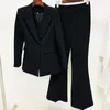 Damen Zweiteilige Hosen Frauen Schwarz Weiß Solide Mode Lässig Hosenanzug Frühling Herbst Büro Promi Smoking 2 Stück Single Button Slim