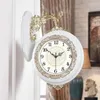 Zegary ścienne luksusowy zegar dwustronny salon nordycki kwarc Stylowe drewniane wzory relOJ Pared Decoration Salon xx60WC