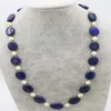 Blue Lapis Flat 13x18mm و White Freshwater Pearl Round 8-9mm Necklace 21inch