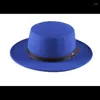 Boinas de alta calidad Retro invierno otoño mujeres hombres sombrero de copa imitación lana fieltro Fedora sombreros cinturón hebilla decorada señoras Jazz