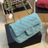 CC sacos de marca de luxo cruz corpo das mulheres clássico mini aleta lã tweed antigo ouro matelassé corrente crossbody bolsa ombro wi