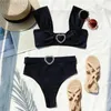 Bras Sets para Praia High Swimsuit Women Womenwearwear Afimia do coração Diamante Bikini Conjunto de roupas de praia dobrável