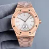 Goldene Herren-Automatik-Mechanikuhren im klassischen Stil, 42-mm-Armbanduhren mit komplettem Edelstahlarmband und Saphirglas, superleuchtend, Montre-De-Luxe-Uhren in königlicher Qualität