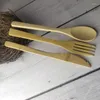 Flatware Sets 3Pcs/Set Eco-friendly Japanese Portable Cutlery Set Bamboo Dinnerware Knife Fork Dinner Tableware LX8218