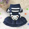 Pet Dog Apparel Puppy Chihuahua Ubranie NOWOŚĆ STRIPE Śliczne Niedźwiedzie Bluzy Mały pies Jean kombinezon kombinezon jesienny zimowy kostium