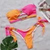 Bras setleri para praia cameo push bikini seti kadın bandeau mayo 2022 lüks rhinestone bikini kadın mayo brezilya mayo t221206