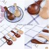 Spoons Short Handle Round Spoon Wooden Baby Powdered Milk Scoop Teacup Coffee Mini Kitchen Gadgets Solid Color Ladle Drop Delivery H Dh6V0