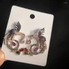 Dangle Earrings Designer Bridal Fashion Phoenixカラフルなキュービックジルコニアゴールドメッキバードドロップラグジュアリーウェディングジュエリー