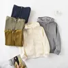 Frauen T-Shirt kleines unabhängiges Design Feste Farbe Plüschmantel warme Kapuze im Herbst- und Winter-Ins-Stil