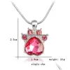 Pendant Necklaces Cute Crystal Paw Pendant Necklace Prong Mticolor Birthstone Clavicle Chain Fine Birthday Gift Jewelry Drop Deliver Dhw36