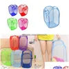 Storage Baskets Laundry Basket Bag Foldable Pop Up Washing Clothes Hamper Mesh Storage Childrens Toys Shoes Sundries Dhs 140 G2 Drop Dhs0G