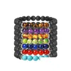 Beaded Power Beads Seven Chakra Bracelet Black Lava Stone Yoga Bead Bracelets For Men Women Jewelry Rope Chain Strand Drop Delivery Dhhwi