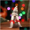 Рождественские украшения рождественские украшения белая борода Санта -кукла с вязаной шляпой с бахнотом