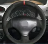 Customized Car Steering Wheel Cover Non-Slip Suede Leather Braid For Peugeot 206 1998-2005 206 SW 2003-2005 206 CC 2004 2005