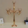 Party Decoration Wedding Gold Centerpiece 5 Head Candle Holder Crystal Candelabra 75 Cm Tall Tea Light Candlestick
