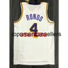 All embroidery 2 styles 4# RONDO retro white 75th basketball jersey Customize any number name XS-5XL 6XL