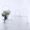 Clear Flower Buket Hediye Çantası Tapezoidal Plastik Depolama Çanta PVC Paketleme Çantaları Doğum Günü Partisi Tatil Çantaları Büyük Sargı Flor184c