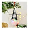 Kerstdecoraties 2023 Kerstdecoraties Colorf Led gebreide pop met Whisker Party Gnomes Hanger Holiday Plaid Snowflower Dhapn