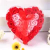 24 st tv￥lblommor Valentine Day Gift Heart Shaped Box Artificial Soap Rose Flower Wedding Home Decoration Event Reklam presenter