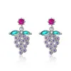 Fille mignonne Purple Grape zircon diamant Boucles d'oreilles Étudiants Doux plaqué or blanc Boucles d'oreilles Fête d'anniversaire Bijoux Saint Valentin nouvel an Cadeau