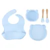 Bowls Children's Forks And Spoons Bear Bowl Dinner Training Complementary Silicone Plate Feeding Kids Set