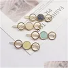 Hårklipp Barrettes Barrettes smycken Drop Delivery 2021 Korean Round Star Clips for Women Vintage Geometric Alloy Hairband Elega Dhhye