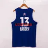 All Bordidery 4 Styles Novo No.13 Harden All-Star Blue Basketball Jersey Personalize qualquer Nome do Número XS-5xl 6xl