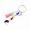 Keychains Lanyards Yoga Yinyang 7 Chakra Bead Keychain Key Rings ge￯nspireerde mode -sieraden voor vrouwen cadeau drop levering accessoires Dhdeh