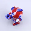 Robot Shape Glass Water Bong Pipe Silicone Smoking Pipes Oil Burner Creative Design Bubbler Bongs with glass bowl