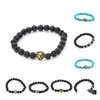 Bracelets de charmes perlés pour hommes femmes en gros antique plaqué or bouddha lion tête de lion bracelet lave noire pierre naturelle perlée Dr Dhrdw