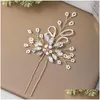 Wedding Hair Jewelry Rhinestone Pearl Hairpin Tiara Bridal Hair Accessories Pin Jewelry Woman Accessory Hairclip Ornament Wedding Dr Dh16X