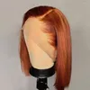 Ginger Orange Mint Green Colored Bob Wig T Lace Front Human Hair Wigs Pre Plucked Hairline With Baby Burgundy Red For Woman