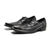 Italian Square Toe Male Brogue Real Leather Formal Dress Plus Size Men Lace Up Office Business Oxford Shoes