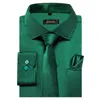 Chemises habillées pour hommes Vert Plaid Splicing Couleurs contrastées à manches longues pour hommes Designer Stretch Satin Tuxedo Shirt Vêtements Blouses