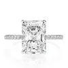 925 스털링 실버 에메랄드 컷 여성을위한 Moissanite 다이아몬드 결혼 반지를 만들었습니다 럭셔리 제안 약혼 반지