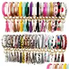 Sleutelchains lanyards mode mtiple stijlen zonnebloem/vlagpatroon sleutelhang lederen wrap kwikjes armbanden sleutelhanger polsbekleding bracel dh6qe