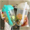 Other Drinkware Drinkware 1L Lightweight Salad Cup Set Stay Healthy Lightweights As Box With Fork Sauce Cups Bottle Salads Lunch Pic Dhahf