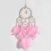 Interior Decorations Car Ornaments Rearview Mirror Pendant Key Rings Hanging Crystal Pink Lovers Handmade Dream Catcher Chain Auto