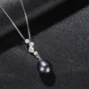 Micro set zircon s925 silver freshwater pearl pendant necklace women jewelry new fashion charming lady box chain necklace accessory gift