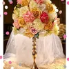 Parti dekorasyonu 10pcs/lot altın mum tutucular metal şamdan çiçek vazo masa merkezi etkinlik raf yol kurşun düğün