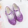 Chaussures plates été filles violet talons hauts pour enfants princesse rouge chaussures en cuir chaussures enfants fête mariage bout rond 1-3cm