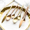 Ensembles de couverts Western luxe bambou Design MaFlatware ensemble 18/10 en acier inoxydable Steak couteau fourchette accessoires de cuisine couverts vaisselle