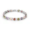 Bracelet de luxe en argent 925 avec pierres précieuses multicolores, chaîne de fiançailles plaquée or pour femmes, cadeau de mariage, Long 18cm