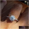 Solitaire Ring Fashion Gemstone Diamond Ring Bride Engagement Wedding Rings Designer Jewelry Women Christmas Gift Drop Delivery Dhis2