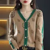 Kvinnor S Knits Tees Autumn and Winter Cashmere Cardigan Women Liten Tiger EmbroiderColor Matching Sweater V Neck Knit Thick Coat Lady 221206